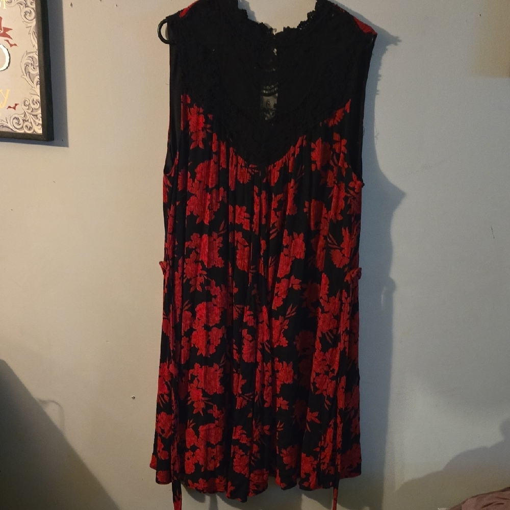 Torrid Black and Red Lace Floral Dress